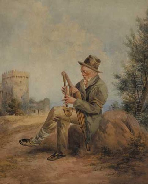 The Blarney Piper Oil Painting by John Claude Bosanquet