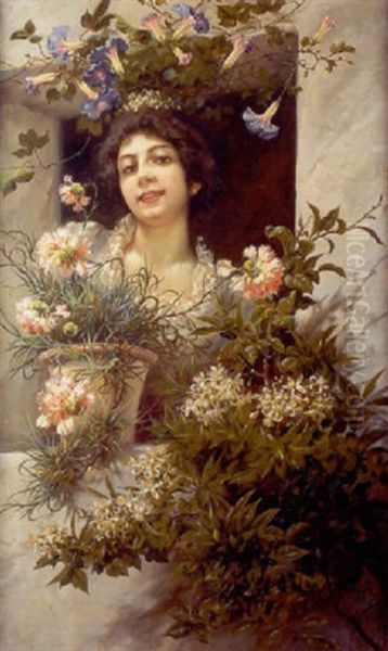 Belleza Andaluza Oil Painting by Manuel De La Rosa