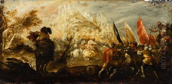 Schlachtgetummel Mit Kavallerie Und Infanterie Oil Painting by Salvator Rosa