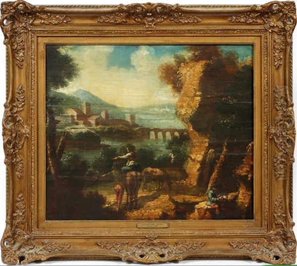 Landscape In The Abruzzis Oil Painting by Salvator Rosa