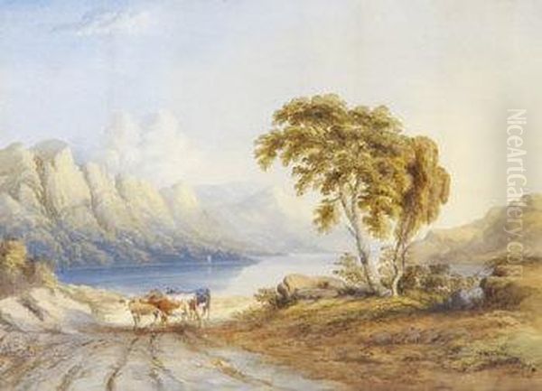 Cattle In Landscape, Cumberland Oil Painting by John E. Bosanquet