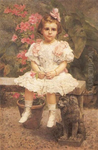 Bimba Con Fiore Oil Painting by Giulio Rosati