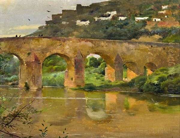 Brucke Am Fluss Oil Painting by Ludwig Roesch