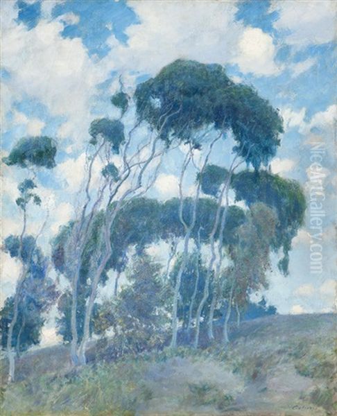 Windswept Trees, Laguna, Eucalyptus Trees Oil Painting by Guy Rose