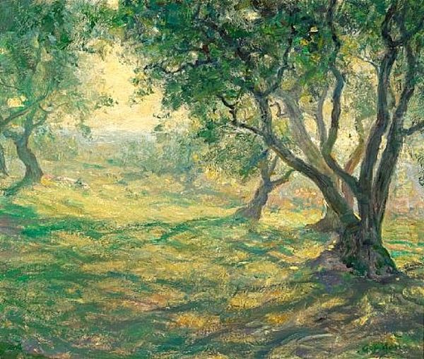 In The Olive Orchard - Provencal Olive Orchard Oil Painting by Guy Rose