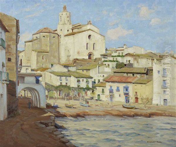 Cadagues, Water Front, Spain Oil Painting by Herbert Rose