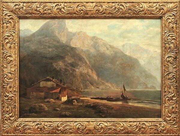 Gebirgssee Oil Painting by Julius Karl Rose