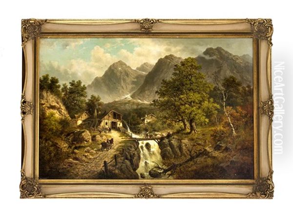 Hammerschmiede Bei Lermoos Oil Painting by Julius Karl Rose