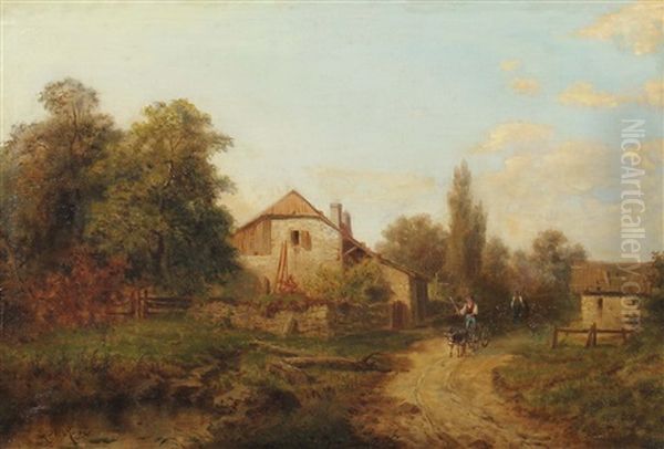 Gehoft Oil Painting by Julius Karl Rose