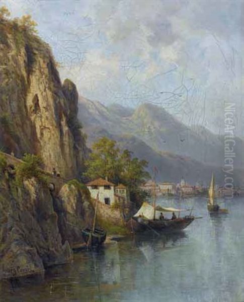 Riva Am Gardasee Oil Painting by Julius Karl Rose