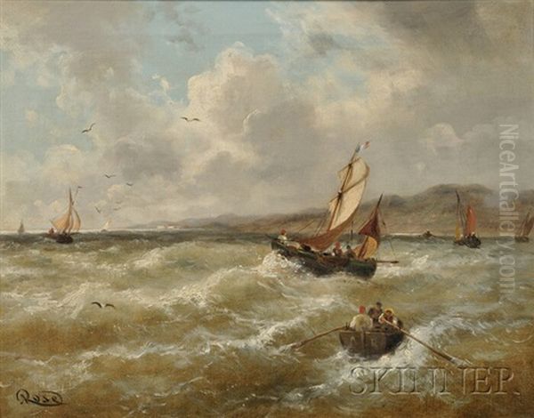 Fisherboats Near Ragusa, Dalmatia Oil Painting by Julius Karl Rose