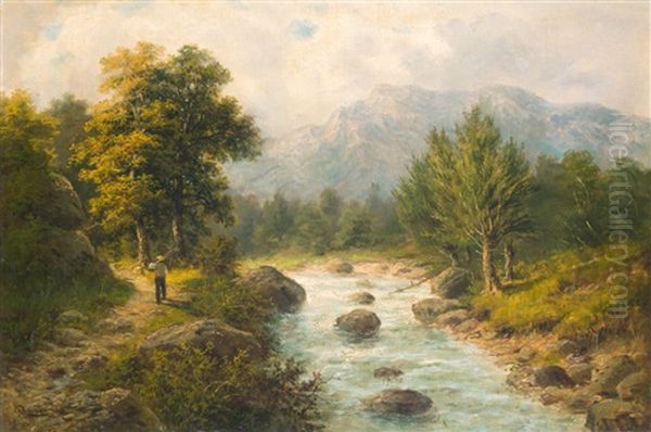 Wildbach In Der Steiermark Oil Painting by Julius Karl Rose