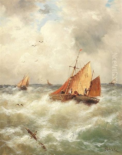 Fischkutter Auf Der Nordsee Oil Painting by Julius Karl Rose