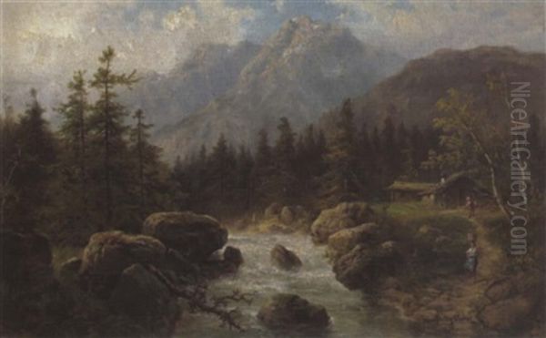 Blick Auf Das Wetterhorn Bern, Kanton Bern Oil Painting by Julius Karl Rose