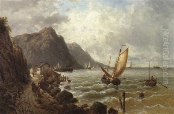 Motiv Aus Der Gegend Bei Triest Oil Painting by Julius Karl Rose