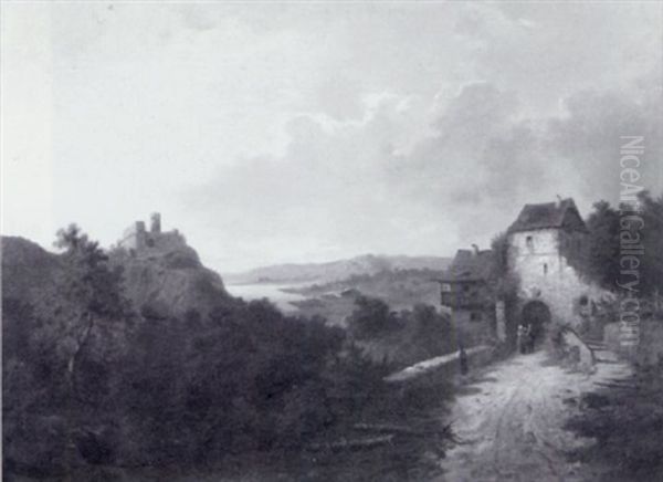 Blick Von Erhoter Warte Auf Ein Flustal Oil Painting by Julius Karl Rose