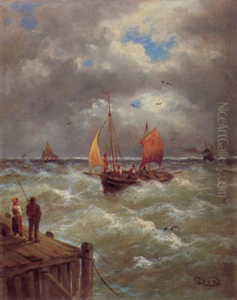 Einlaufendes Fischerboot Vor Dem Sturm Oil Painting by Julius Karl Rose