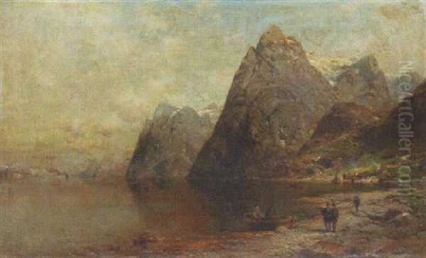 Mountainous Lake Landscape by Julius Karl Rose