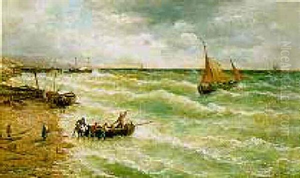 Return Of The Fishing Fleet, Near Ostia Oil Painting by Julius Karl Rose