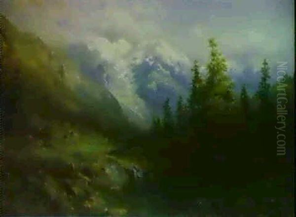 Gebirgslandschaft Oil Painting by Julius Karl Rose