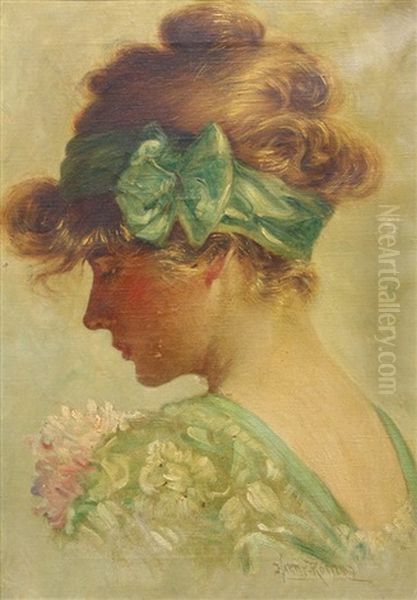 Head Study (brown And Bigelow) Oil Painting by Harry Herman Roseland