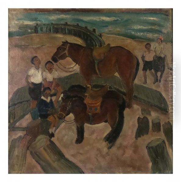 Horses Oil Painting by Harry Herman Roseland