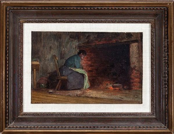 African American Woman Tending The Hearth Oil Painting by Harry Herman Roseland