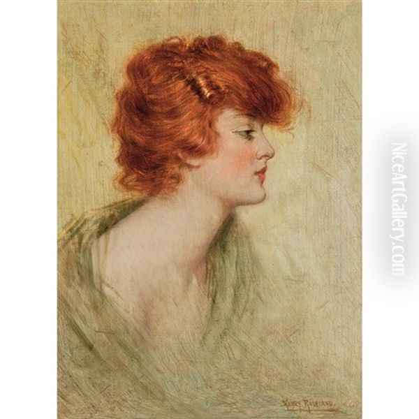 Red-haired Beauty In Profile Oil Painting by Harry Herman Roseland