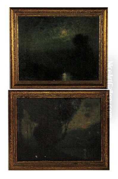 Landscape (+ Another; 2 Works) Oil Painting by Harry Herman Roseland