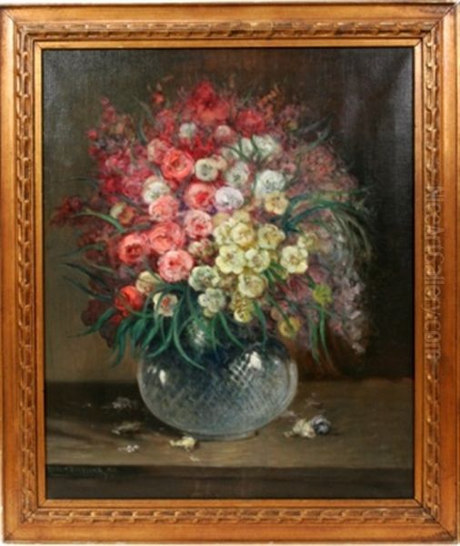 Flowers In A Crystal Vase Oil Painting by Harry Herman Roseland