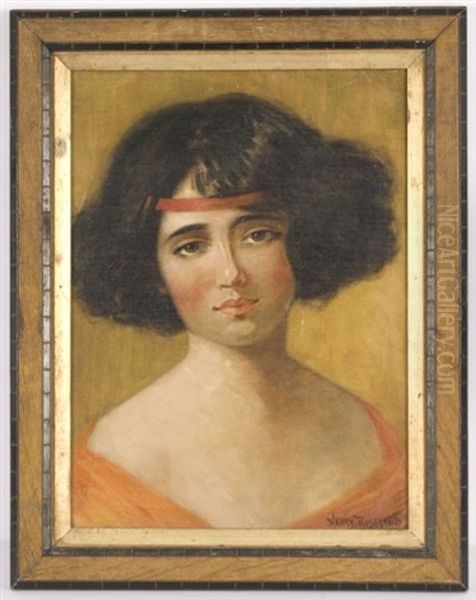 Portrait Of A Gypsy Girl Oil Painting by Harry Herman Roseland