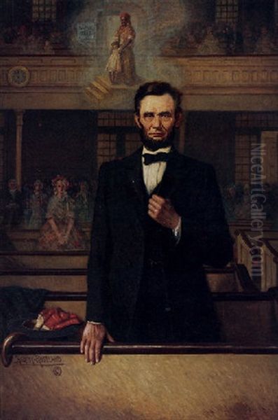 The Thought (lincoln At Plymouth Church, Brooklyn, New York, February 28, 1860) Oil Painting by Harry Herman Roseland