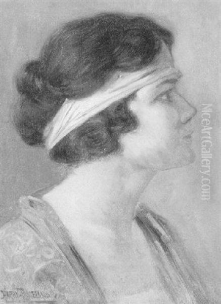 Profile Portrait Of A Woman Oil Painting by Harry Herman Roseland