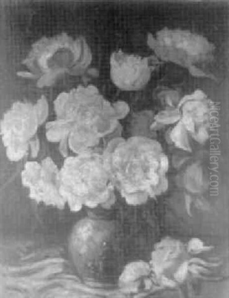 Still Life With Pink Peonies Oil Painting by Harry Herman Roseland