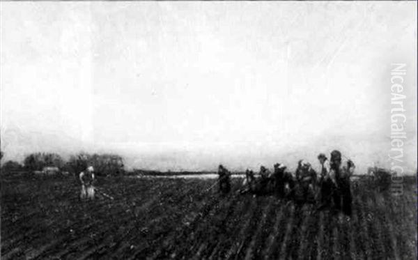 Toilers In The Field Oil Painting by Harry Herman Roseland