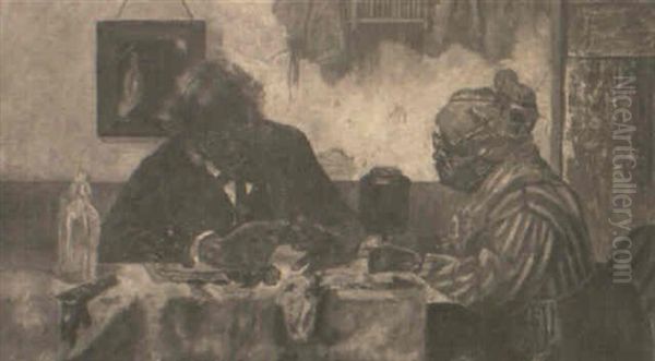 Mammy And Gramps At The Table Oil Painting by Harry Herman Roseland