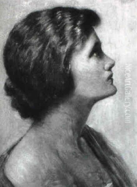 Profile Of A Young Woman Oil Painting by Harry Herman Roseland