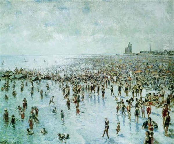 A Summer Afternoon At Coney Island Oil Painting by Harry Herman Roseland