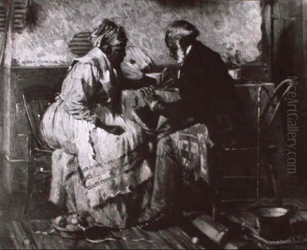 A Game Of Checkers Oil Painting by Harry Herman Roseland