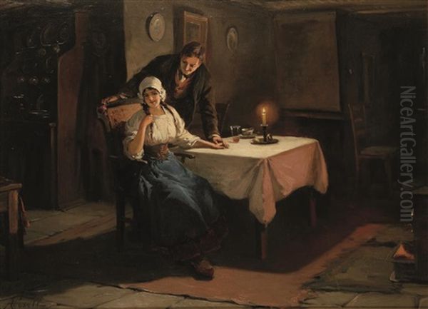 A Proposal By Candlelight Oil Painting by Alexander Rosell