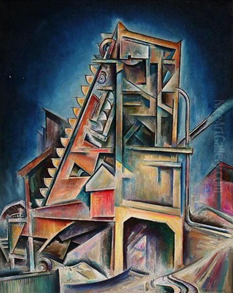 Stone Crusher Oil Painting by Charles Rosen