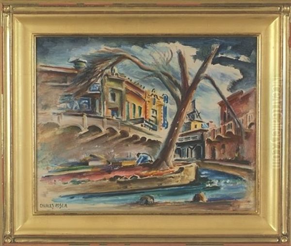 City By The River Oil Painting by Charles Rosen