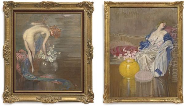 Les Femmes: Three Paintings Oil Painting by Ernest T. Rosen