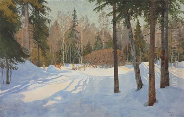 A Forest In Winter Oil Painting by Gerhard Paul Baron von Rosen