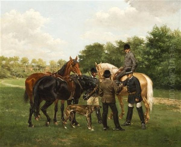 Riders And Horses Oil Painting by Jan Rosen