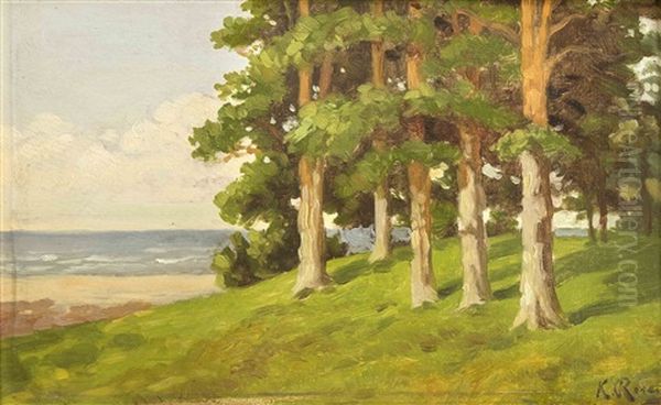 Baumbestandene Dune Am Ostseestrand Oil Painting by Karl Rosen