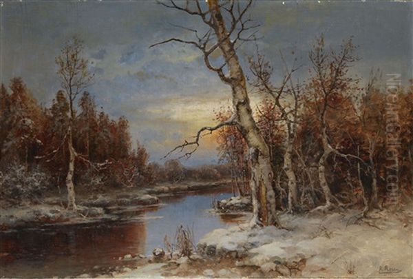 Winter Landscape Oil Painting by Karl Rosen