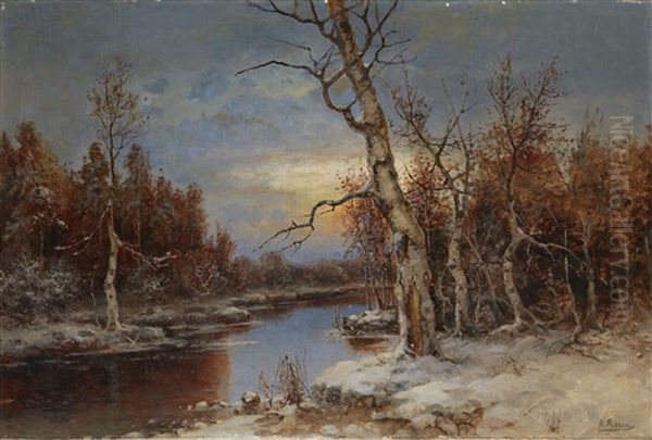 Winter Landscape Oil Painting by Karl Rosen