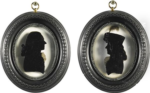 A Pair Of Regency Reverse Glass Painted Profiles Oil Painting by Charles (of Bath) Rosenberg