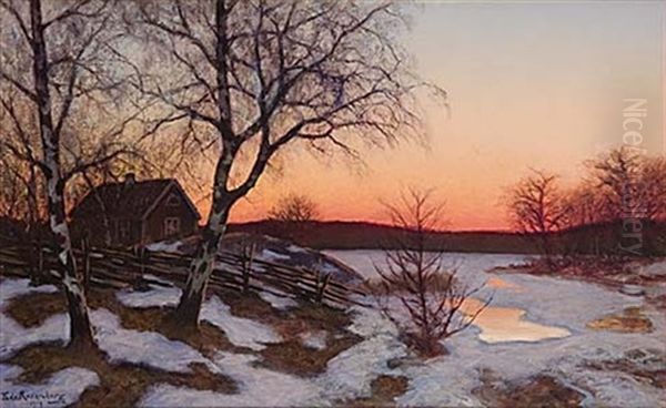 Aftonrodnad Oil Painting by Edvard Rosenberg